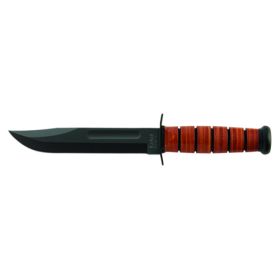 KA-BAR Full-Size Fixed Navy 7 in Black Blade Leather Handle