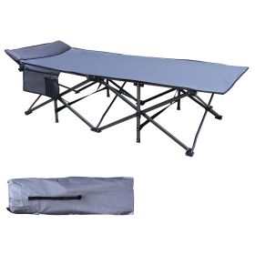 Osage River 440LBS Deluxe Cot w Built in Pillow Gray w Black Trim