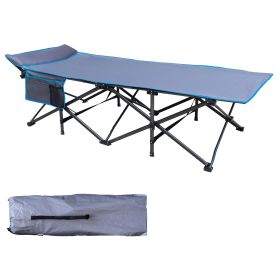 Osage River 440LBS Deluxe Cot w Built in Pillow Gray w Cyan Trim
