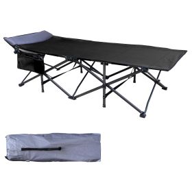 Osage River 440LBS Deluxe Cot w Built in Pillow All Black